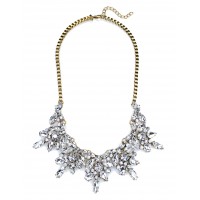 Iced Wreath Crystal Stone Cluster Statement Necklace